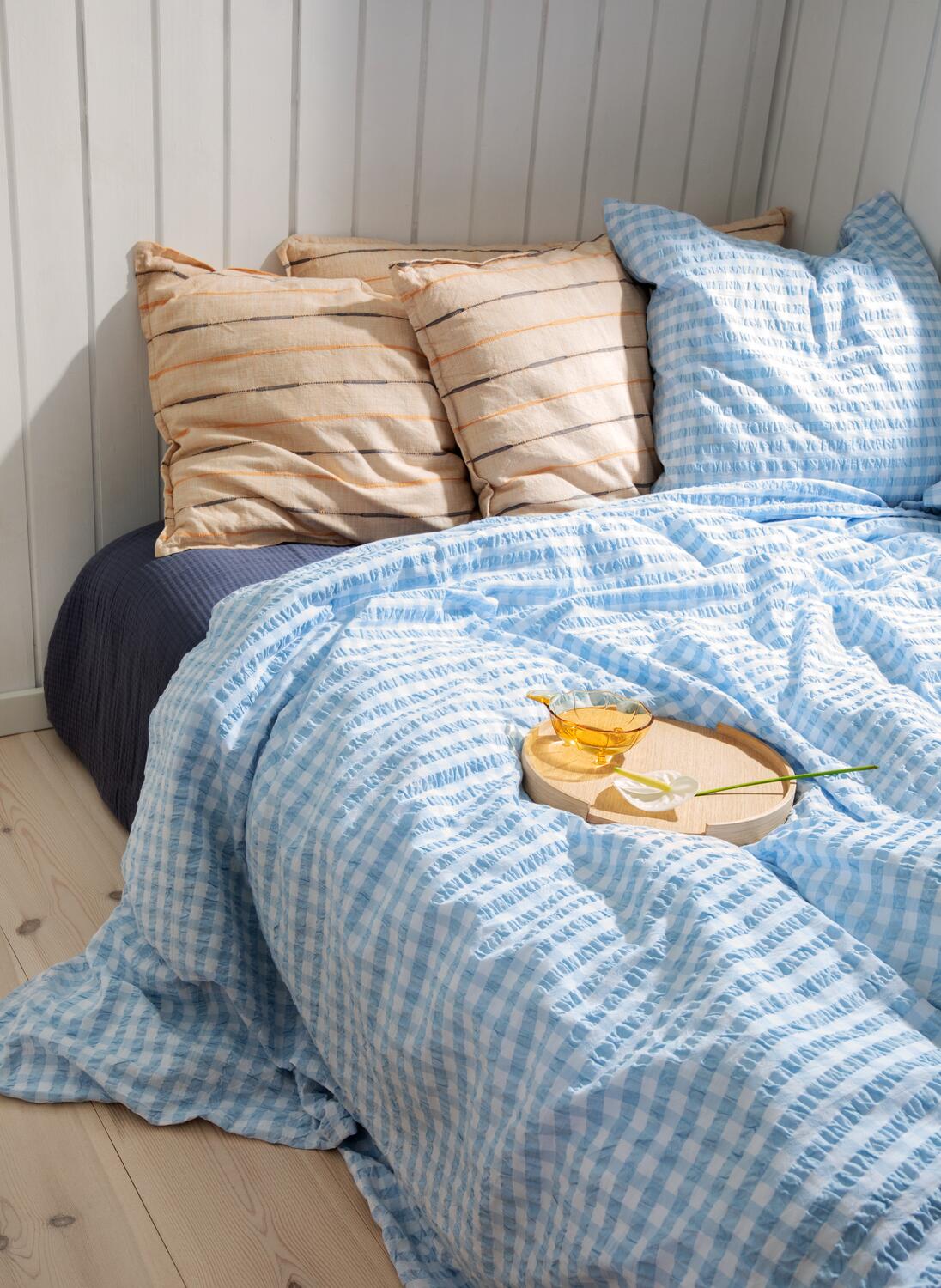 Bæk&Bølge sengetøj - lyseblå/hvid